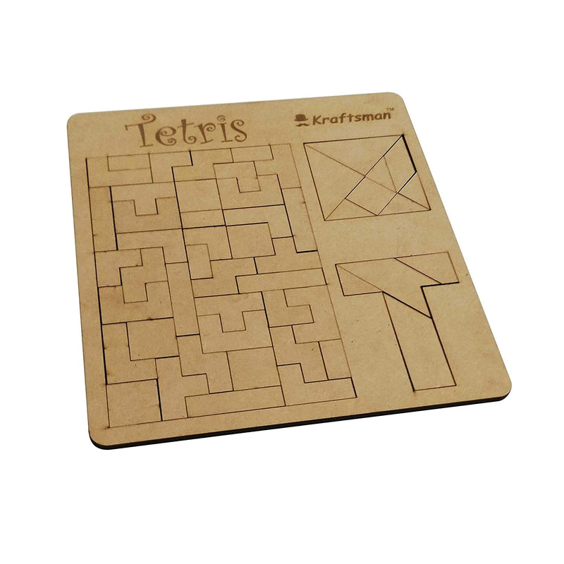 Wooden Tetris Block Jigsaw Puzzle Board (Tetris, Tangram, T Puzzle)