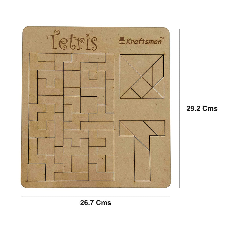 Wooden Tetris Block Jigsaw Puzzle Board (Tetris, Tangram, T Puzzle)