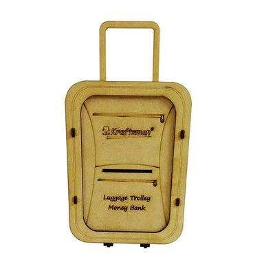 Wooden Money Safe for Kids and Adults - Luggage Trolley Style