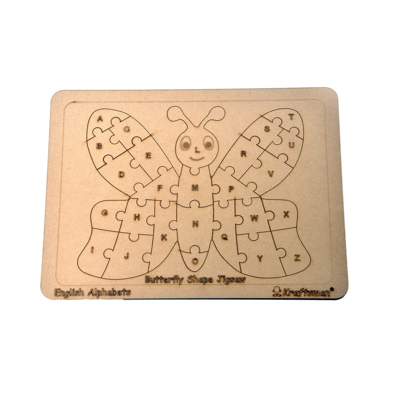 English Alphabets Wooden Jigsaw Puzzles Butterfly Shape Puzzle | Color Kit Included