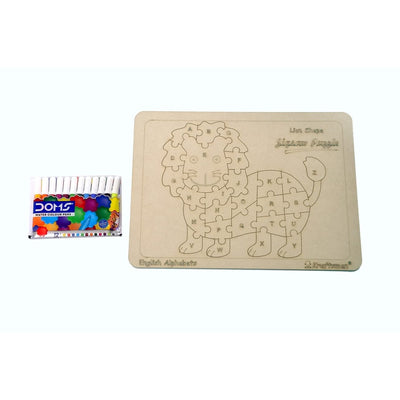 English Alphabets Wooden Jigsaw Puzzles Lion Shape Puzzle | Color Kit Included