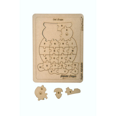 English Alphabets Wooden Jigsaw Puzzles Owl Shape Puzzle | Color Kit Included