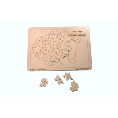 English Alphabets Wooden Jigsaw Puzzles Fish Shape Puzzle | Color Kit Included