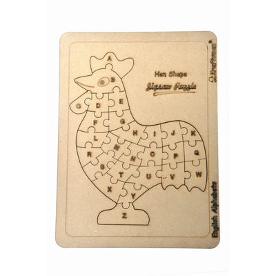 English Alphabets Wooden Jigsaw Puzzles Hen/Cock Shape Puzzle | Color Kit Included