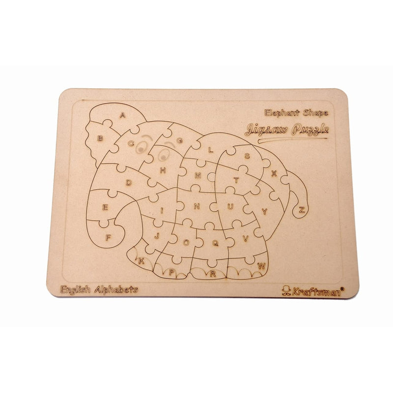 English Alphabets Wooden Jigsaw Puzzles Elephant Shape Puzzle | Color Kit Included