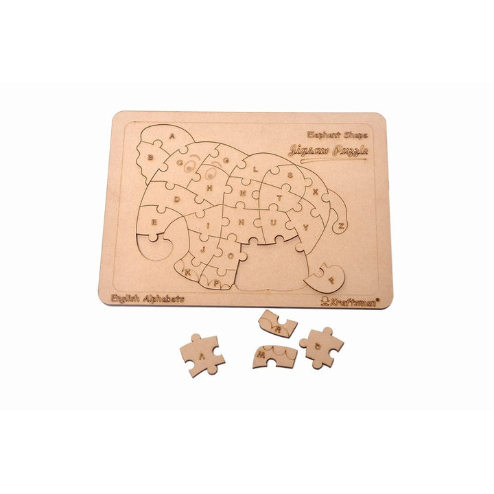 English Alphabets Wooden Jigsaw Puzzles Elephant Shape Puzzle | Color Kit Included