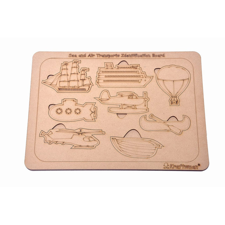 Sea and Air Transport Vehicles Identification Puzzle Board with Color Kit Included