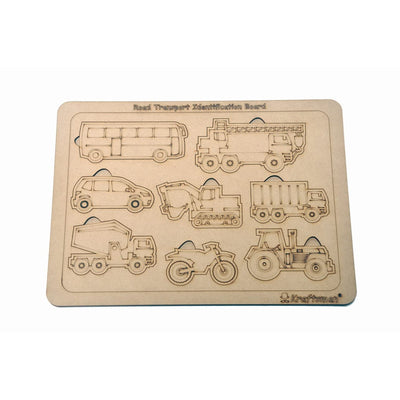 Road Transport Vehicles Identification Puzzle Board with Color Kit Included