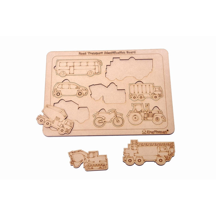 Road Transport Vehicles Identification Puzzle Board with Color Kit Included