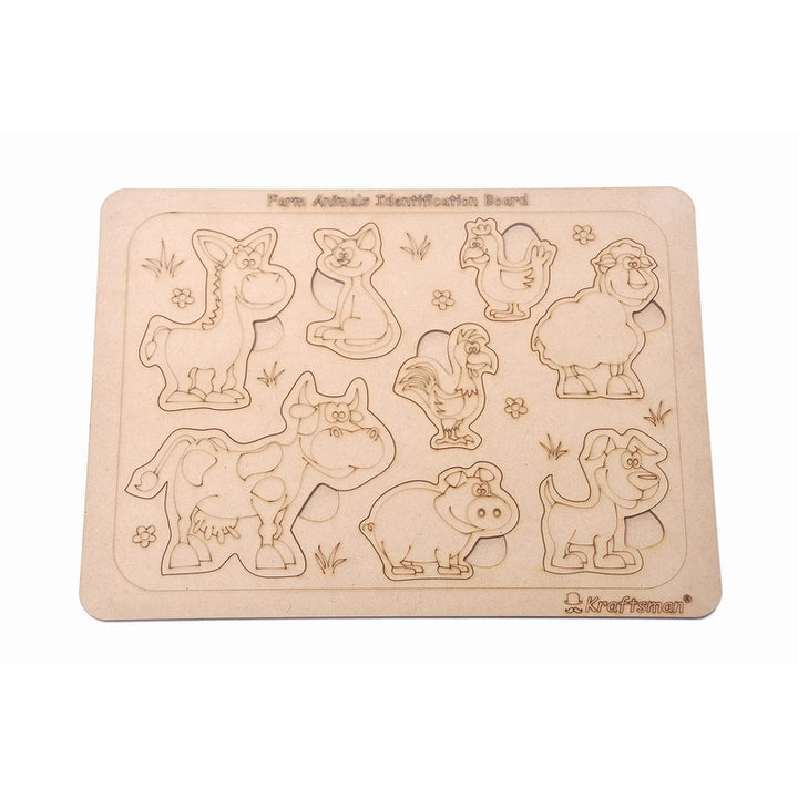 Farm Animals Identification Puzzle Board with Color Kit Included