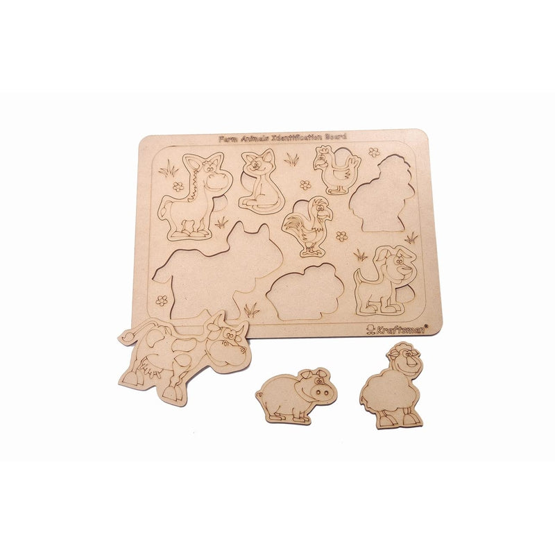 Farm Animals Identification Puzzle Board with Color Kit Included