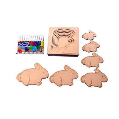 Stack up Puzzles/ Layered Puzzle Bunny Shape for Kids | Color Kit Included | (6 Pieces)