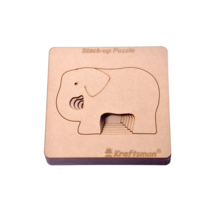 Layered Elephant Puzzle with Coloring Kit - 18 Pieces (6-9 Years)