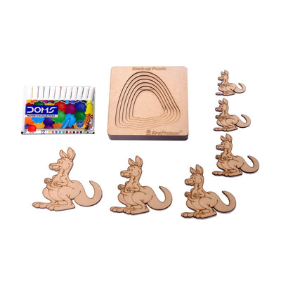 Stack up Puzzles/ Layered Puzzle Kangaroo Shape for Kids | Color Kit Included | (6 Pieces)
