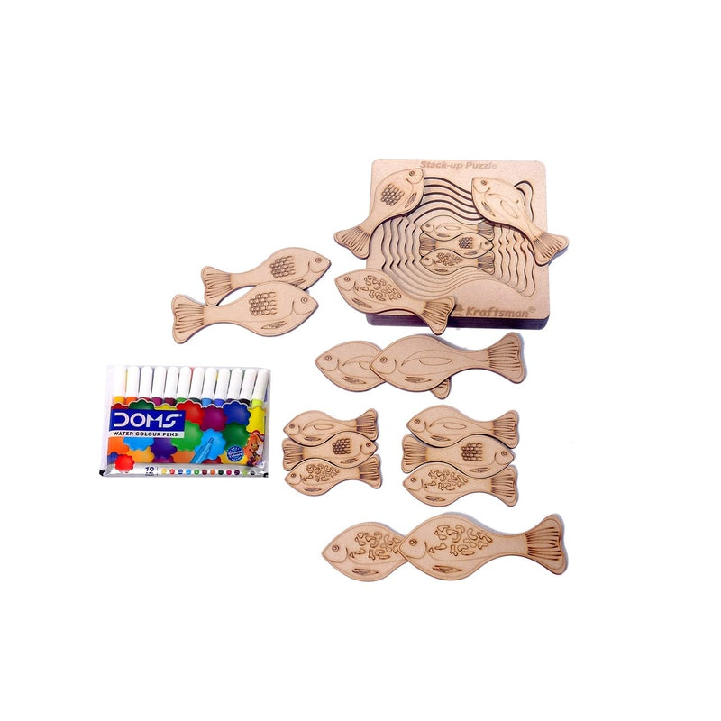 Layered Octopus Puzzle with Coloring Kit - 18 Pieces (6-9 Years)