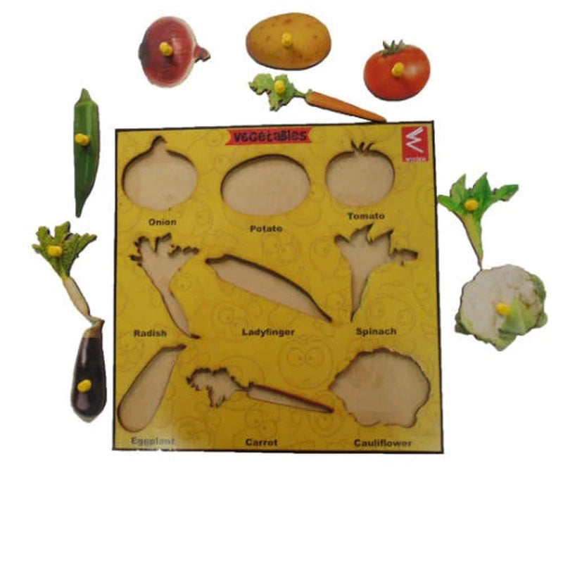 Wooden Vegetables Learning Knob Educational tray -Economy