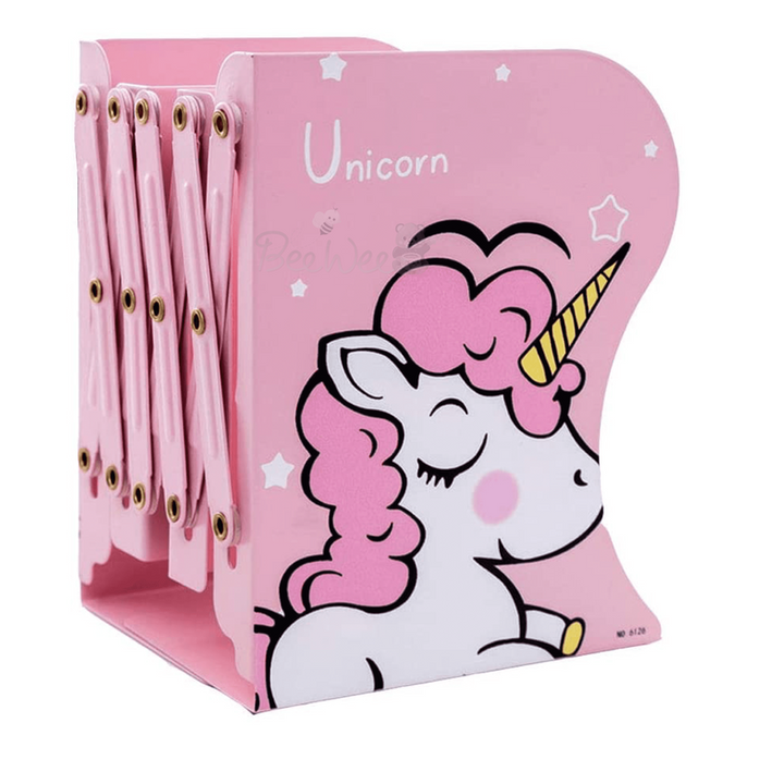 Bookends Unicorn Book Stand Shelf Organiser (Unicorn Pink)