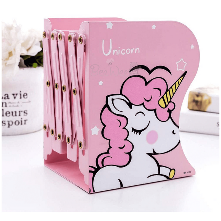 Bookends Unicorn Book Stand Shelf Organiser (Unicorn Pink)