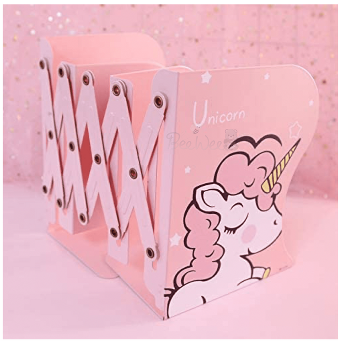 Bookends Unicorn Book Stand Shelf Organiser (Unicorn Pink)