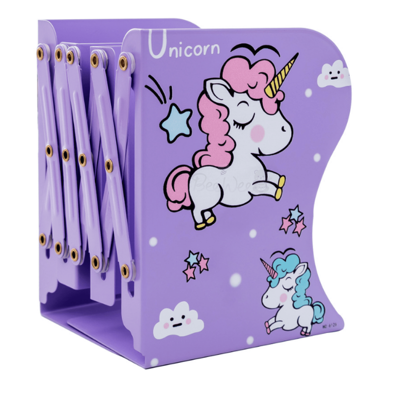 Bookends Unicorn Book Stand Shelf Organiser (Unicorn Purple)