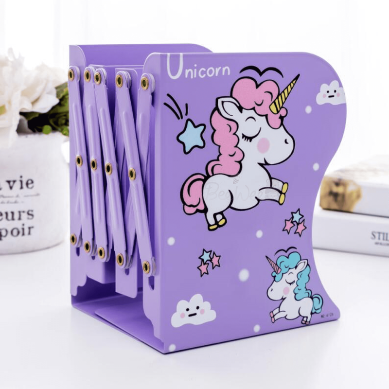 Bookends Unicorn Book Stand Shelf Organiser (Unicorn Purple)