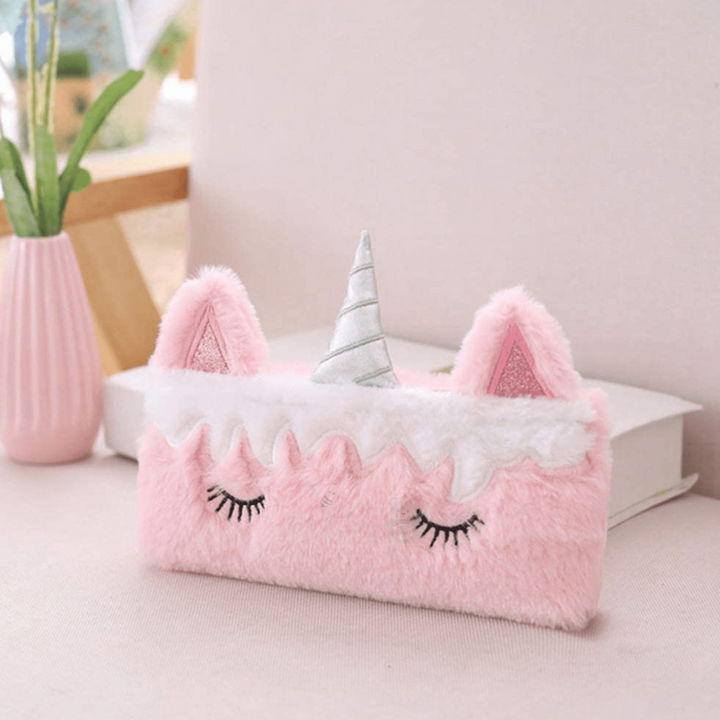 Unicorn Fur Pencil Pouch Stationery Organiser (Pink)