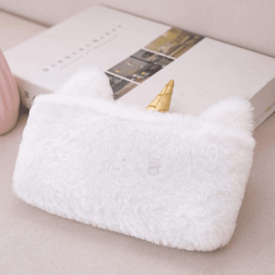 Unicorn Fur Pencil Pouch Stationery Organiser (White)