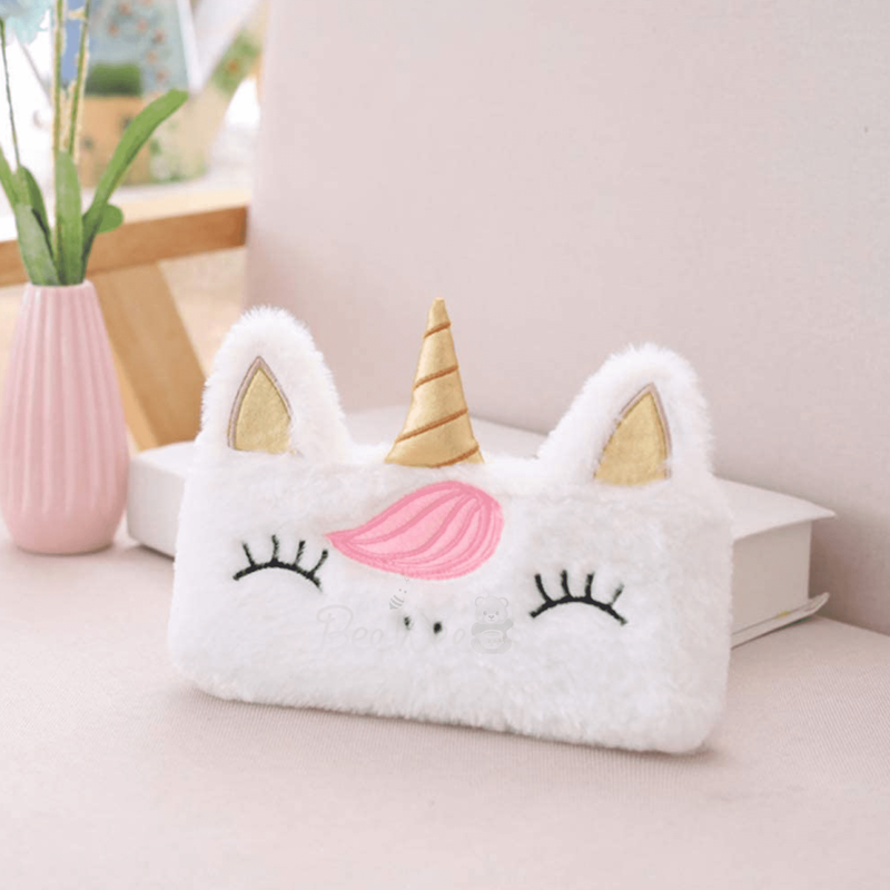 Unicorn Fur Pencil Pouch Stationery Organiser (White)