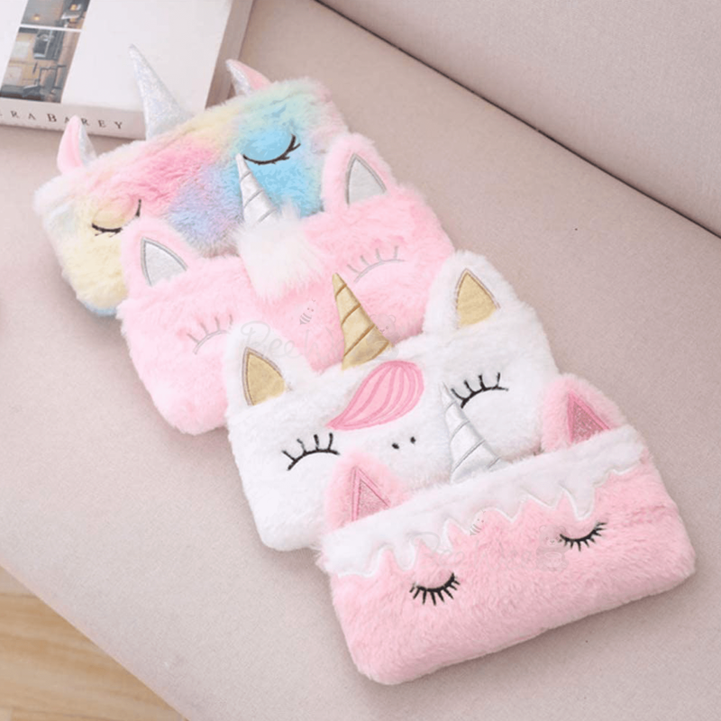 Unicorn Fur Pencil Pouch Stationery Organiser (Pink+Bluish Pink)