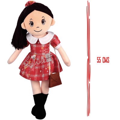 Plush Cute Super Soft Toy for Girls (Melina Doll 55 Cms, Red)