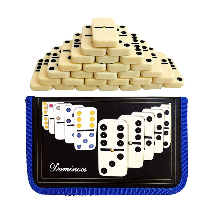 6 Color Dot, Black Box Double Six Dot Dominoes Set of 28