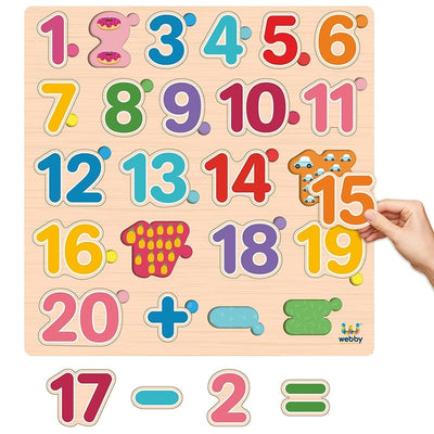 3D Wooden Numbers Montessori Educational Pre-School Puzzle Board Toy
