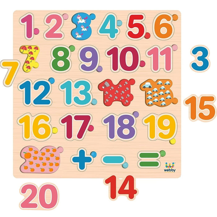 3D Wooden Numbers Montessori Educational Pre-School Puzzle Board Toy