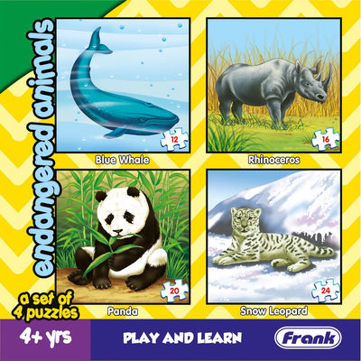 Endangered Animals - A Set of 4 Puzzles - 12, 16, 20 & 24 Pieces