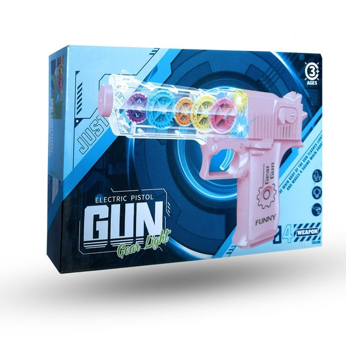 Lights Multi Musical Blaster with Moving Gears Concept Gun Toys with Colourful Flashing Light and Music Toy for Kids- Blue ( Colour May Vary )