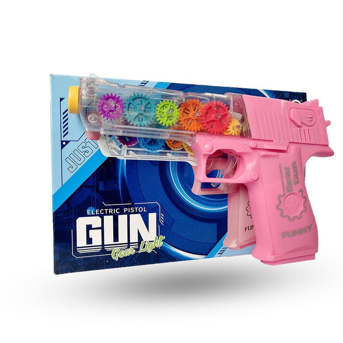 Lights Multi Musical Blaster with Moving Gears Concept Gun Toys with Colourful Flashing Light and Music toy for kids- Pink