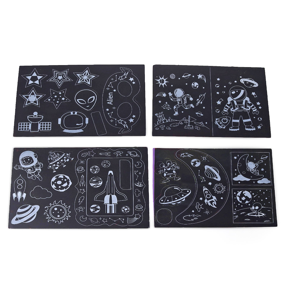Space Adventure Scratch Art DIY Craft Kit for Kids