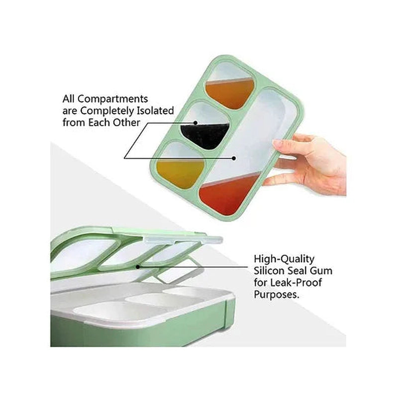 Leak Proof 4 Compartment Lunch Box Safe Food Containers with Spoon