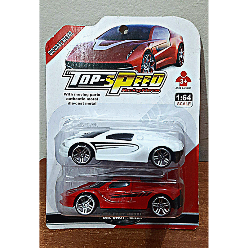 Mini Diecast Car Small Set - (2 Pcs White & Red)