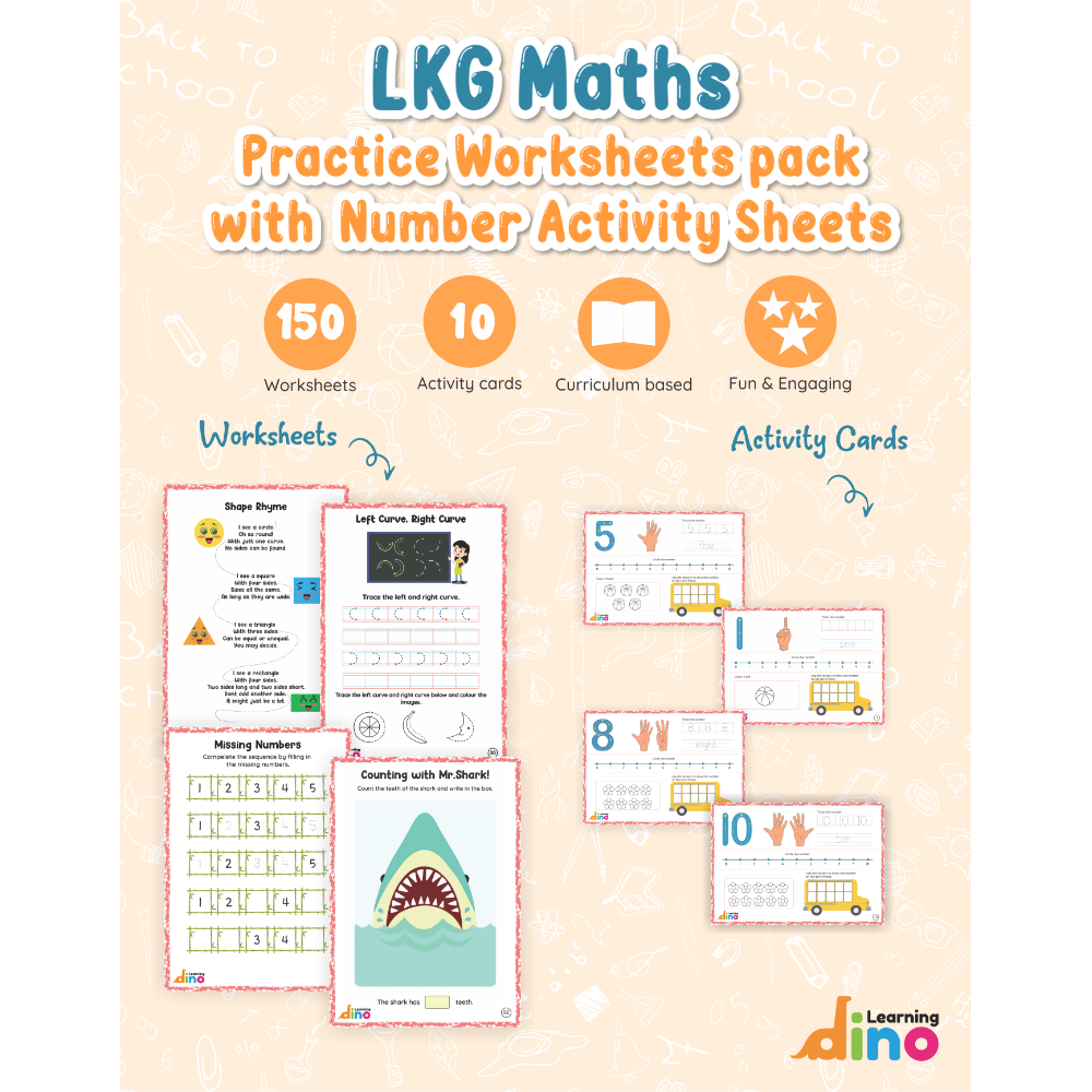 LKG Math Practice Worksheets Pack with Number Activity Sheets