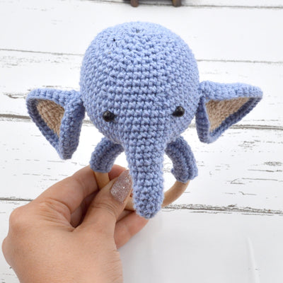 Crochet Elephant Rattle Cum Soft Toys - Blue