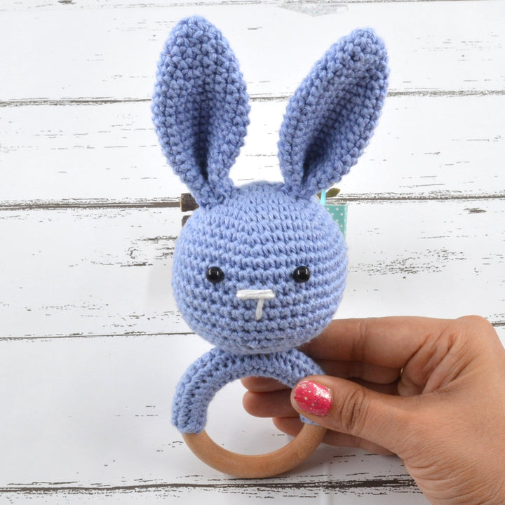 Crochet Rabbit Rattle Soft Toys (3-12 Months) | Blue