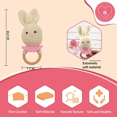 Crochet Bunny Rattle - Cream