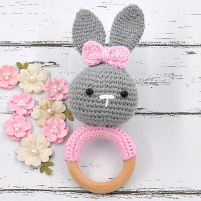 Crochet Bunny Rattle - Grey