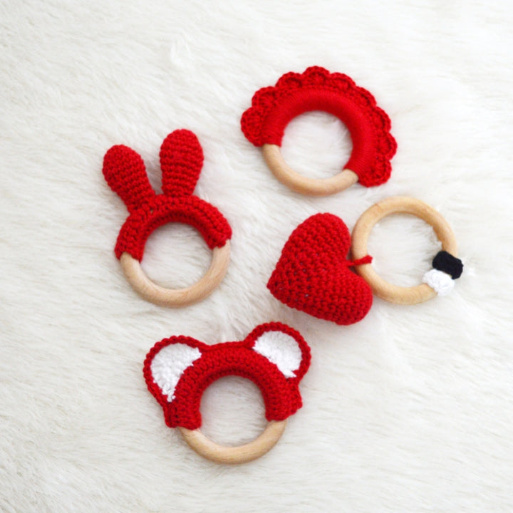 Set of 4 Wooden Teethers (6-12 Months)