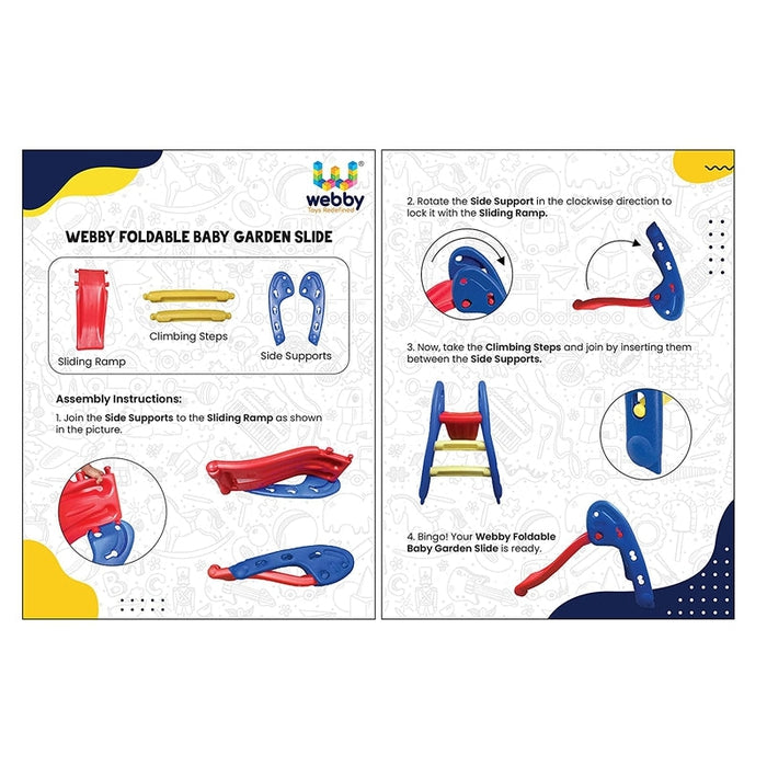 Foldable Baby Garden Slide for Kids (Red-Blue) - Colour May Slightly Vary From the Picture