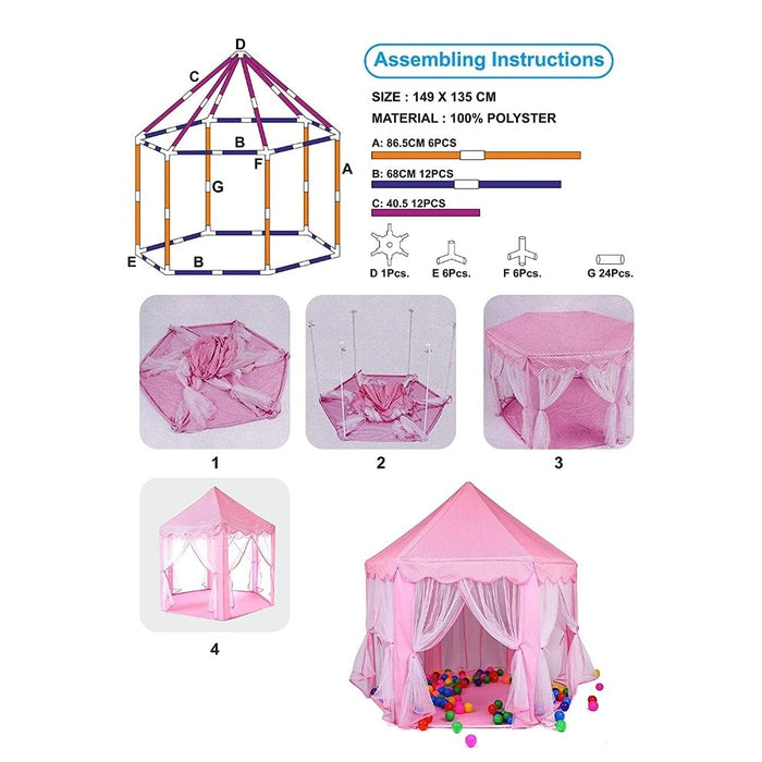 Kids Indoor and Outdoor Castle Play Tent House (Blue) - Colour May Vary