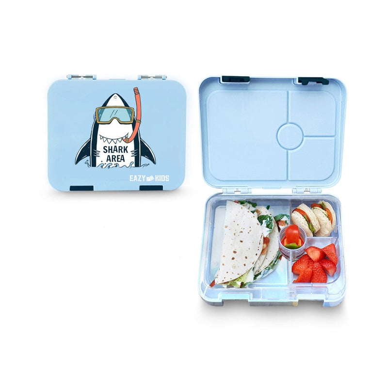 4 Compartment Bento Lunch Box - Shark Blue
