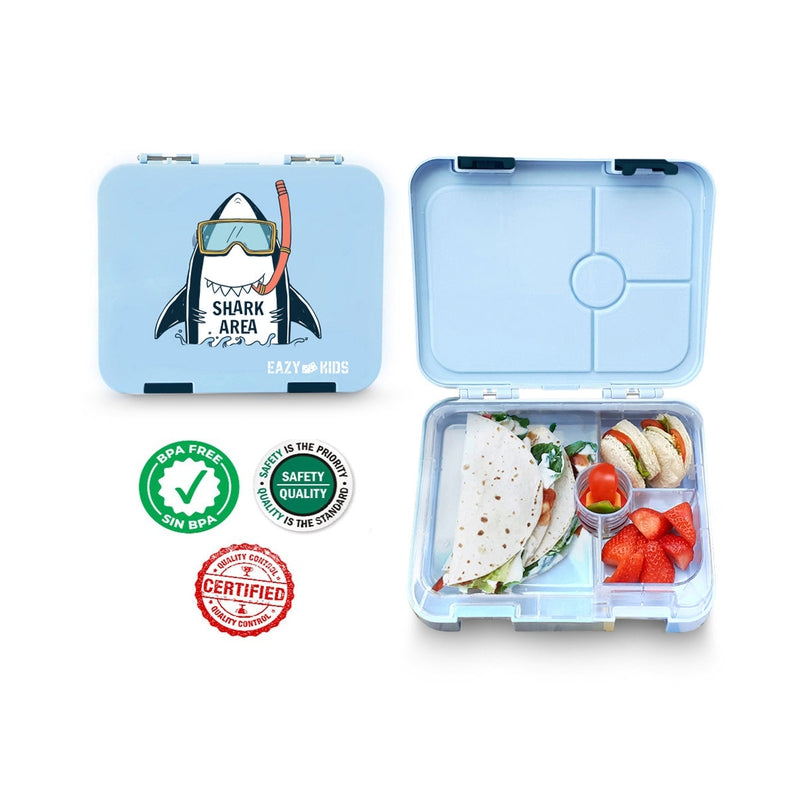 4 Compartment Bento Lunch Box - Shark Blue