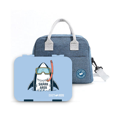 4 Compartment Bento Lunch Box - Shark Blue